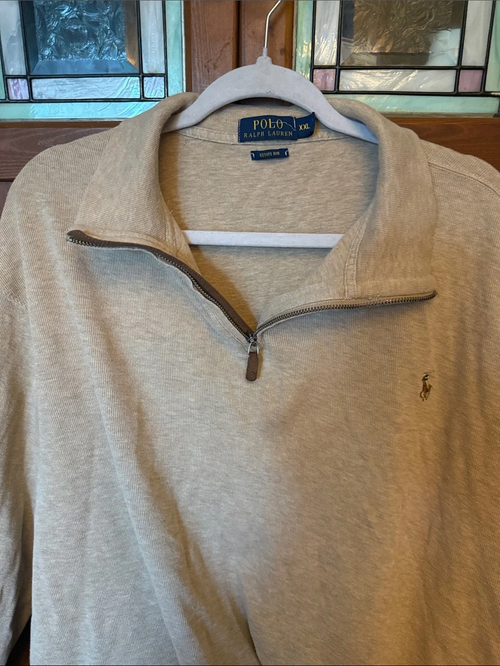 Polo by Ralph Lauren Men's Half-Zip Pullover Sweater in Light Beige